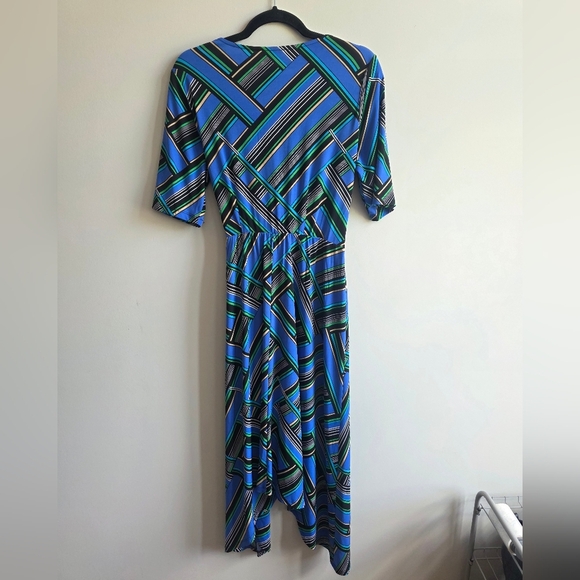 London Times - NWOT Geometric Blue and Green Dress - Size 6 - Picture 4 of 4